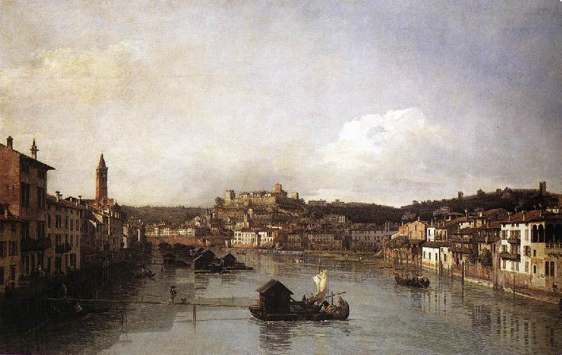 Bernardo Bellotto View of Verona and the River Adige from the Ponte Nuovo Germany oil painting art